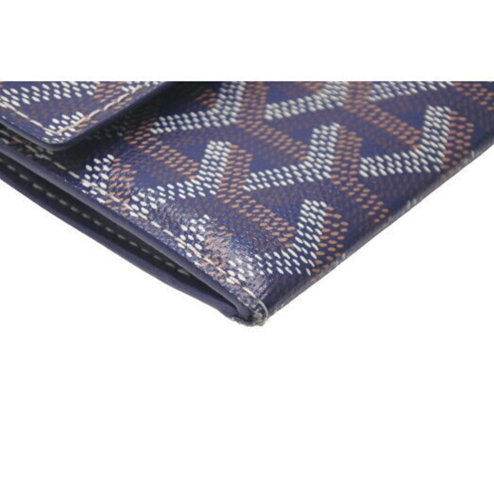 Goyard Marigny Coin Wallet Card Herringbone Pattern Navy Blue View 4